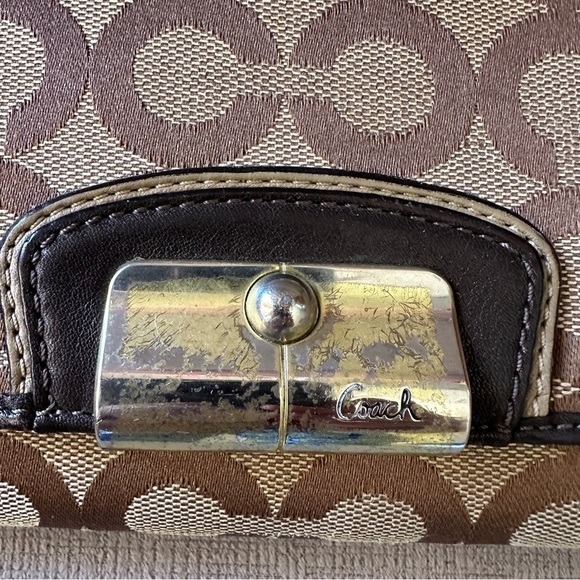 Coach Vintage Leather Canvas Brown and Tan Wallet with checkbook inside - Picture 3 of 15